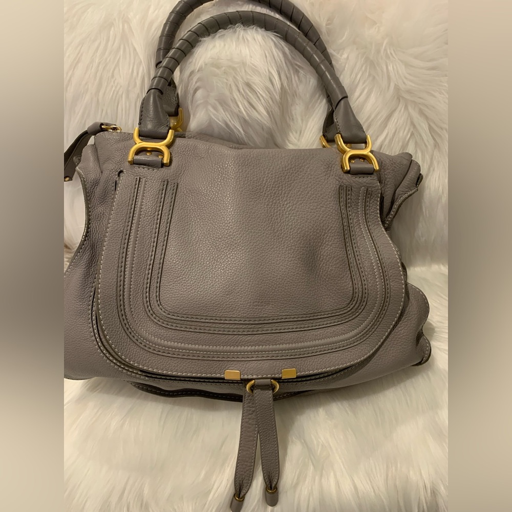 Authentic large Chloe Marcie Bag in a beautiful grey leather.